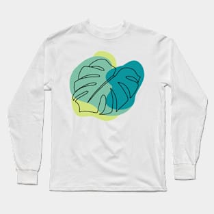 Colorblock Monstera Leaf - green Long Sleeve T-Shirt